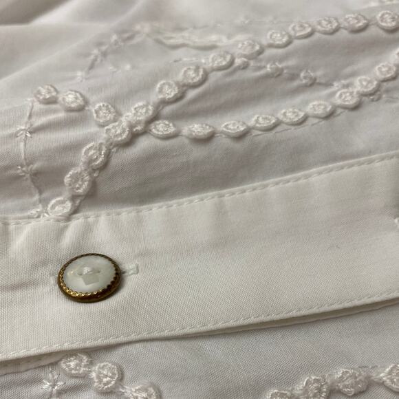 VTG Koret Womens M Embellished Pearl Button Blouse Embroidered Demure Western - Picture 11 of 16